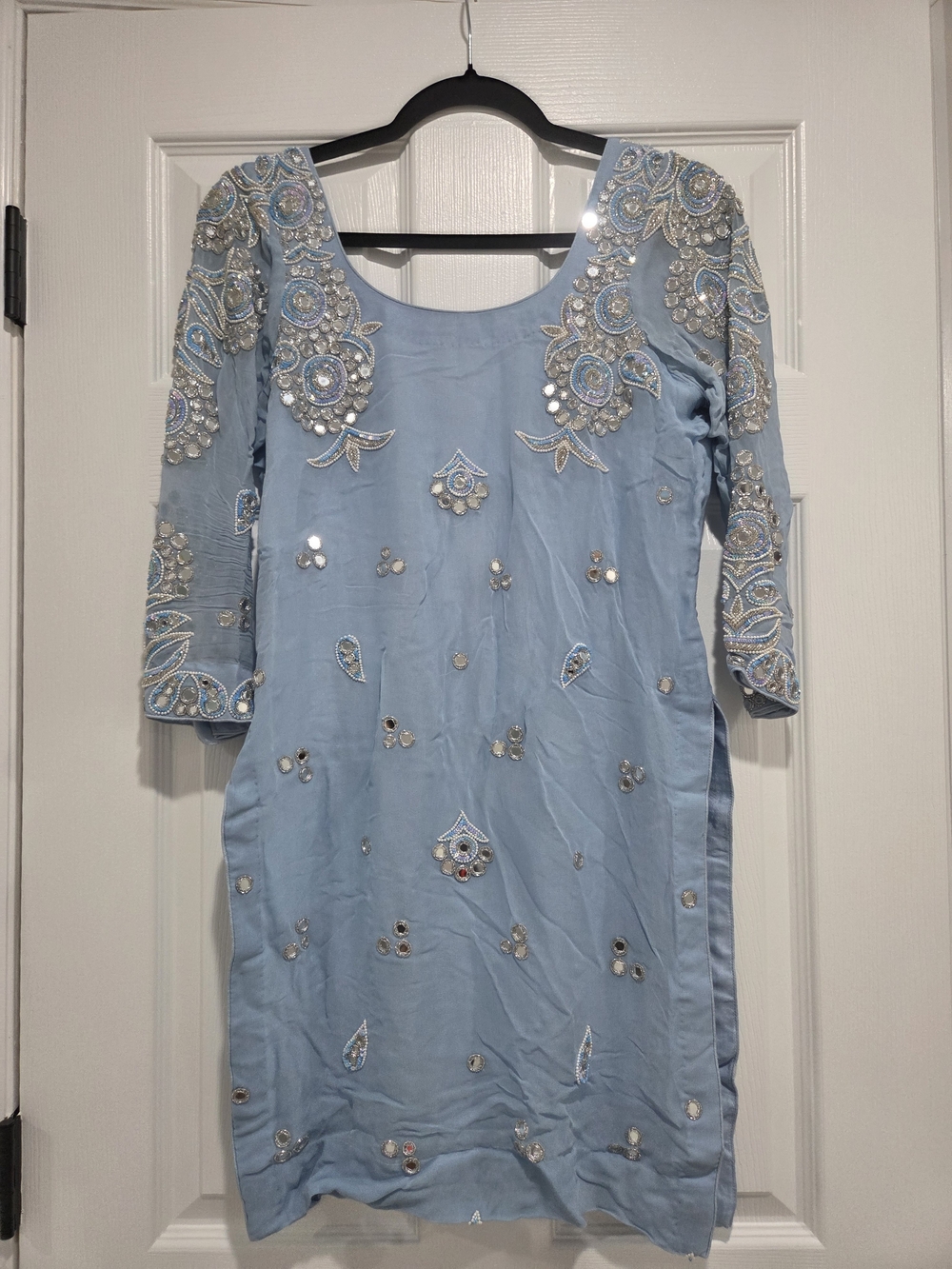 Embellished Light Blue Women's Dress